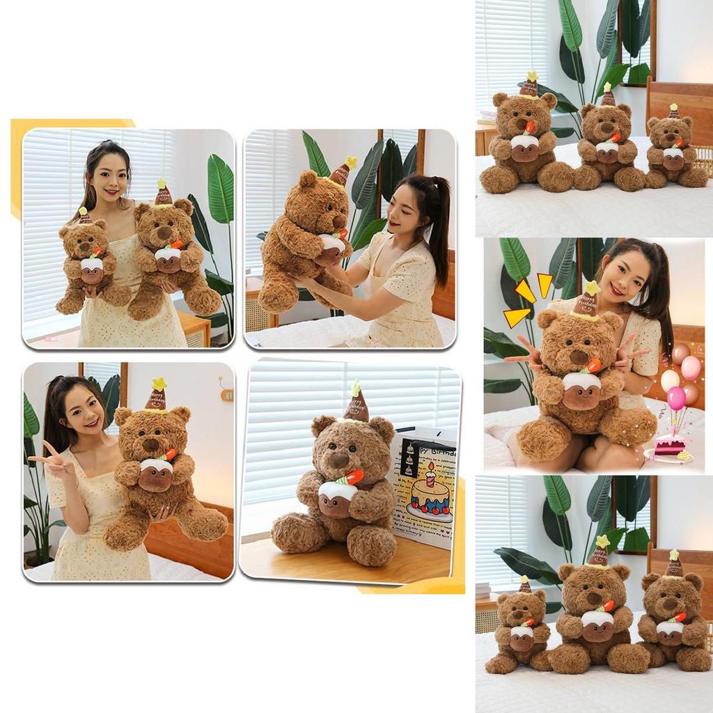 Adorable Cake Bear Plush Toy For Kids Birthday Gift Cute Stuffed Animal Doll