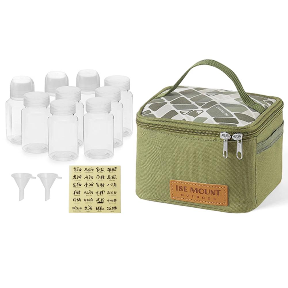 Seasoning Bottle Set Storage Bag Portable Camping Seasoning Dispenser Set Condiment Jars Organizer Outdoor Barbecue Utensils