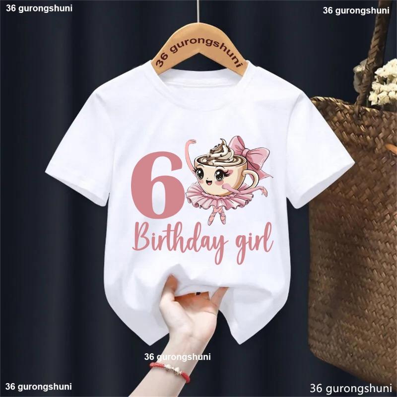 4th/5th/6th Birthday Girl  Ballerina Cappucina Printed T Shirt The Best Birthday Gift For Girls Kawaii Kids