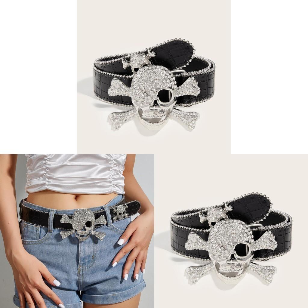 New Fashion Skull Head Young Men's Belt Punk Style Alloy Buckle Casual Pants Belt