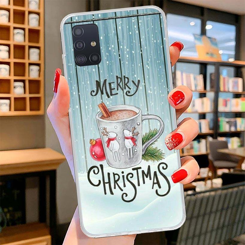 Winter Coffee Christmas Cover Phone Case For Samsung Galaxy A12 A22 A32 A52 A72 A02S Phone Case Note 20 Ultra 10 S10 Plus A51 A7