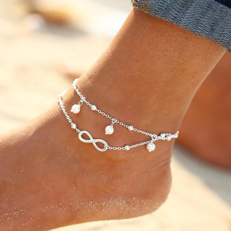 Nouvelle Mode Été Plage Chaîne de Pied Bijoux Pour Femmes Exquis Or Argent Couleur Strass Brillants Bracelets de Cheville Cheville