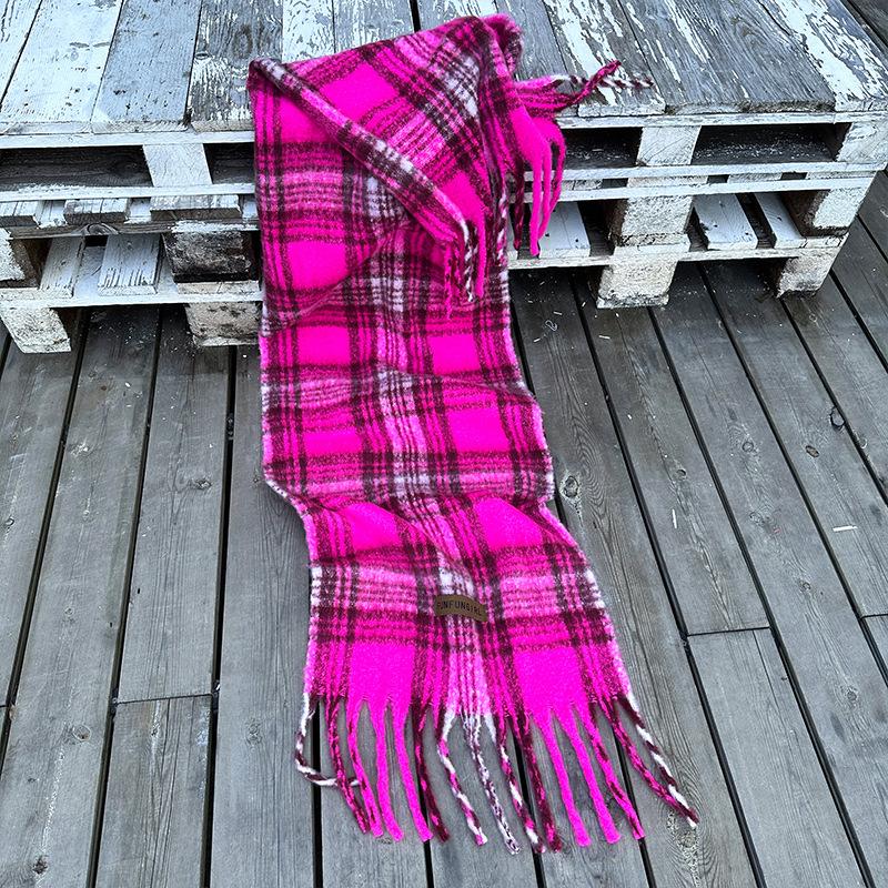

Autumn and winter new Maillard plaid scarf women s extended versatile high-end warm thickened scarf розы красного