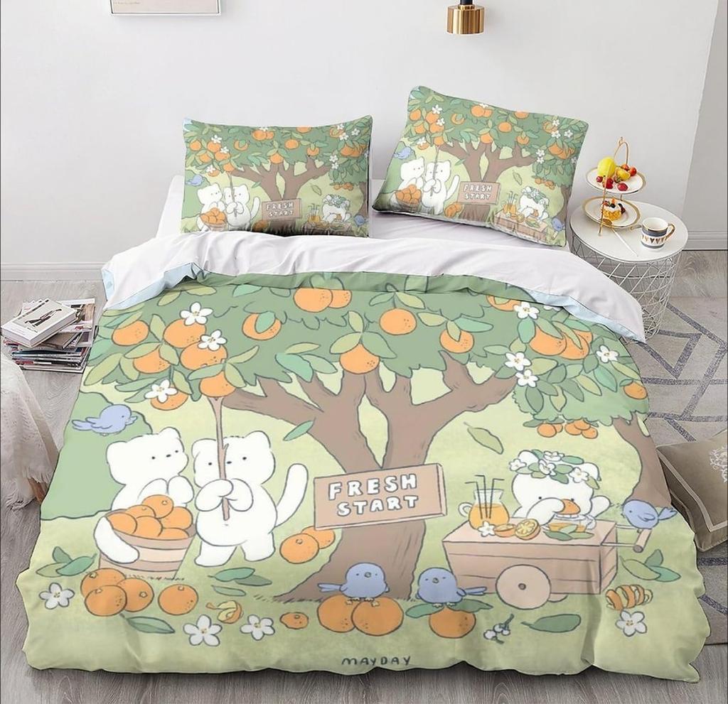 Mikrofaser Bettwäsche-Sets, 3D-Cartoon-Tiermotiv, Kinderbettwäsche mit Reißverschluss, Raumdekor, Bettbezug für Teenager, Erwachsene