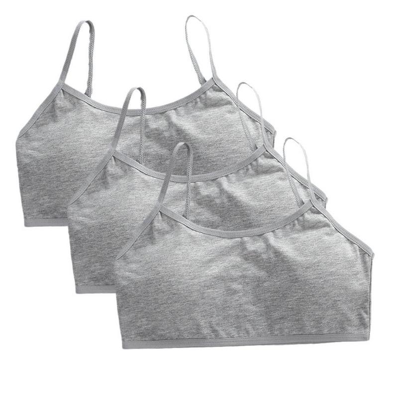 3pcs 8-16 Girls' Underwear Teenage Girls Small Bras Young Children Underwears Student Girls Wireless Solid Underclothes Kids Sports Training Bra Vest