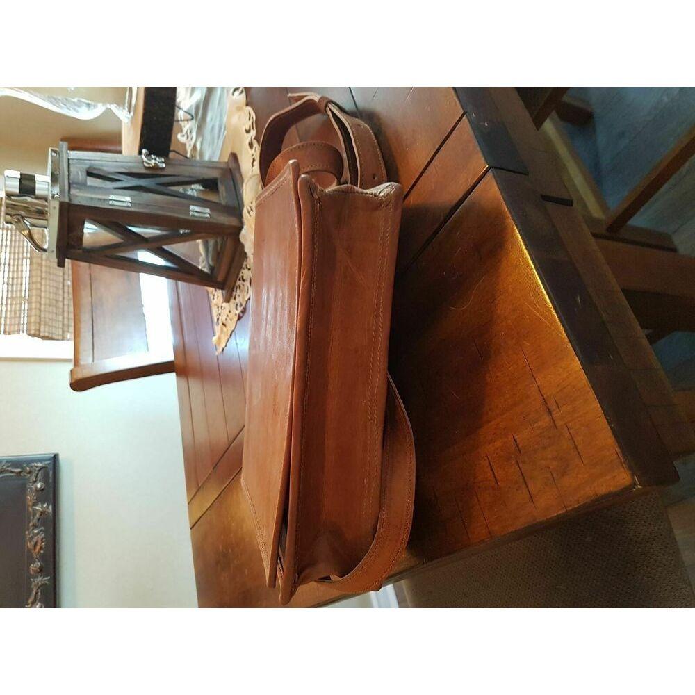 18"Genuine Goat Splendor Leather Laptop Messenger Handmade Briefcase Satchel Bag