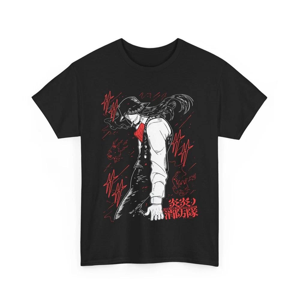 Anime Fire Force Shinra Kusakabe Tee Anime Fire Fighters Black T Shirt S