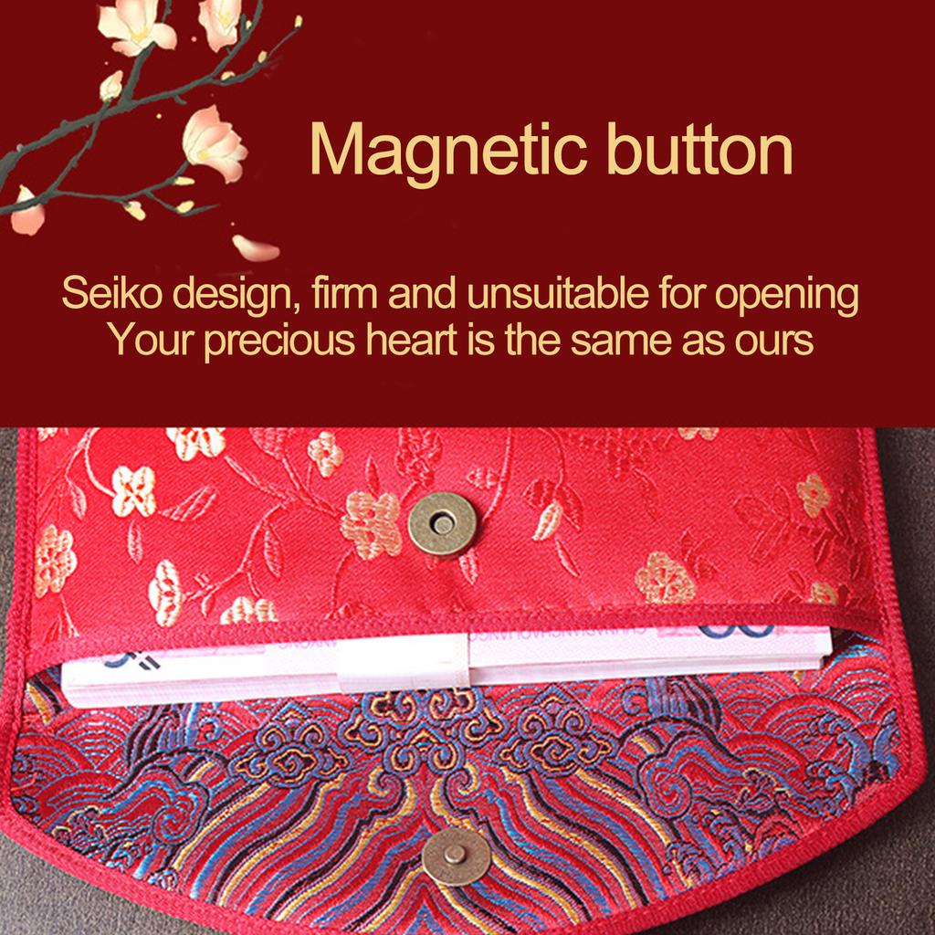 Silk Red Envelope Chinese Red Pocket Lucky Money Envelope for Spring Festival Wedding New Year Birthday
