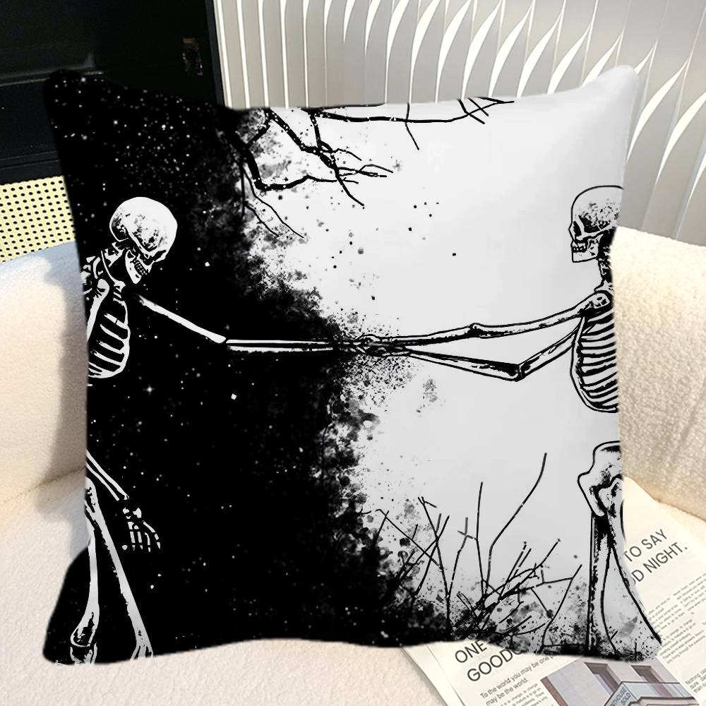 Simple Skull Love Married In Love Pillow Case Square Pillow Bedroom Sofa Leisure Comfort Cushion Car Home Decoration