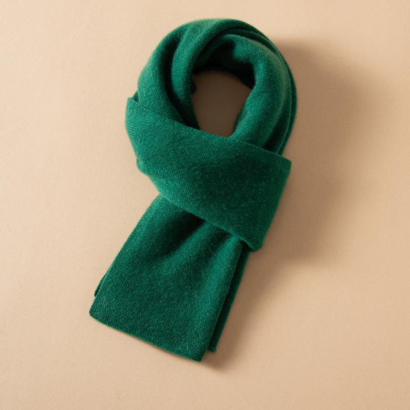 100% Pure Cashmere Women s Winter Scarf - Warm, Stylish, Versatile, Korean Style, Thick, Plain Knit, Small Neck Scarf. зелёный