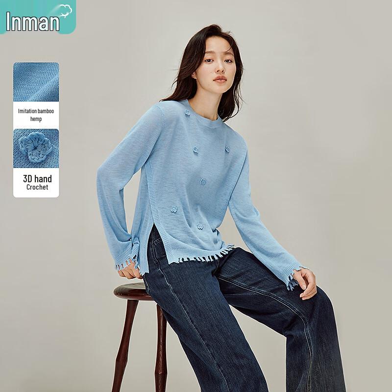 

INMAN French 3D Hand-Crocheted Knit Pullover Sweater L