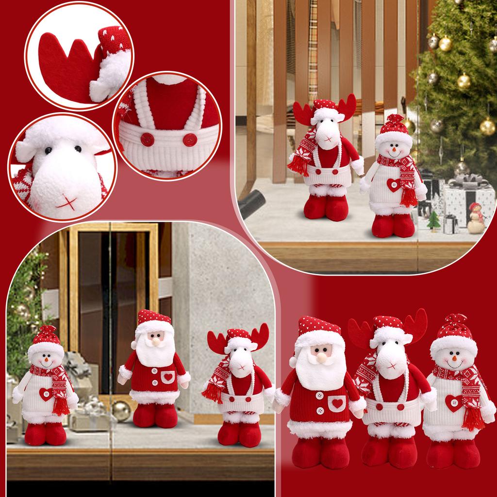Christmas Stretchable Knitted Red Series Doll Window Display Props Decorations And Accessories