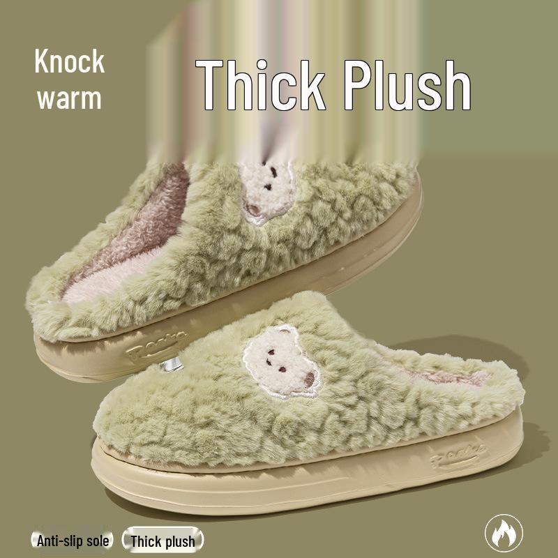 Winter Cartoon Fuzzy Slippers: Cute Plush Indoor Cotton Slippers for Women and Men