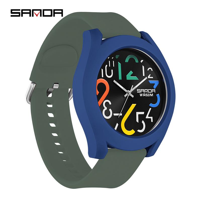 Sanda Student Quartz Watch - Removable Bezel, Large Dial, Waterproof Design