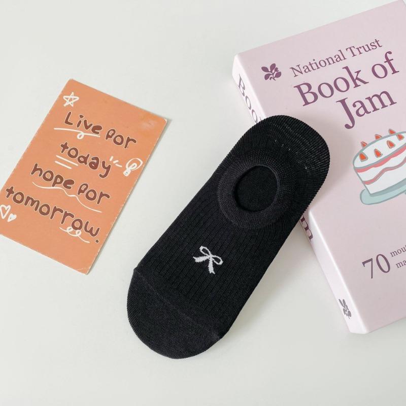 

Bow Socks, Women s Boat Socks, Summer Thin Pure Cotton Breathable Shallow Socks, Anti-slip, Non-dropping Heel, Boneless Invisible Short Socks 1 pair чорний