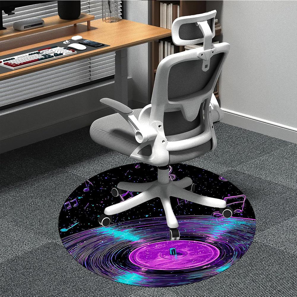 

1pc Music Galaxy Office Round Area Rug, Indoor Mat Suitable ForOffice, Under Office Chairs Bedroom Living Room Home Decor, Room Deco T125 80cm by 80cm