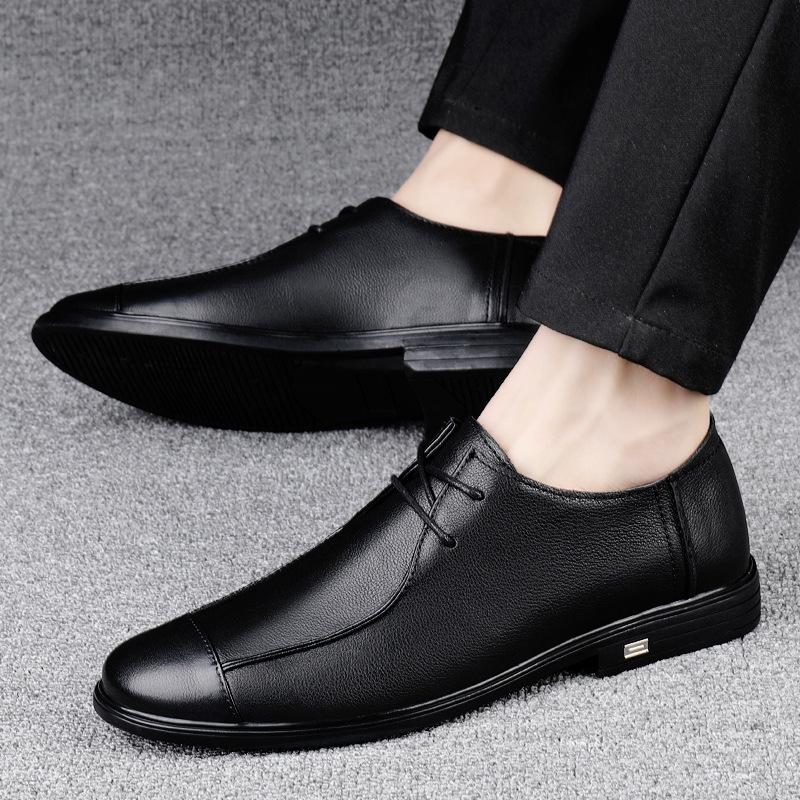 Men s Business Casual Leather Shoes - Spring/Summer British Style for Groom/Wedding 46 чёрный