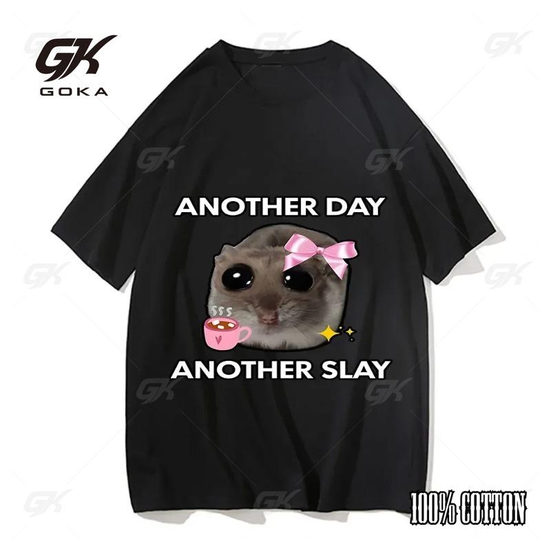 

Funny Triste Hamster Another Day Slay T-shirt Casual Cute T-shirt Women s Pattern Printed Fashion Neutral Short Sleeve T-shirt 4XL