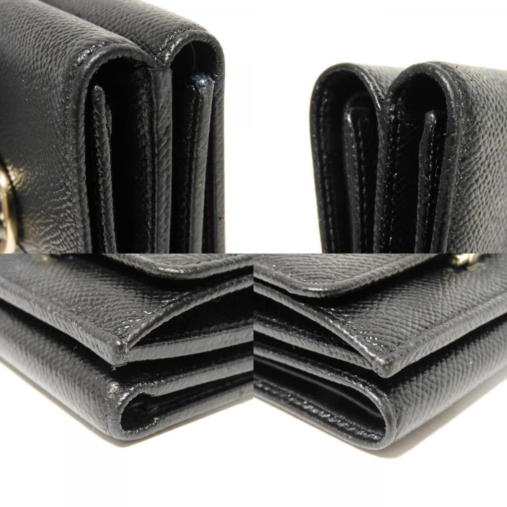 Used 11679 Trifold Wallet 288648 7942 RFID IC Chip Gold Compact Wallet Logo Clip Black Unisex from Japan AUTHENTIC