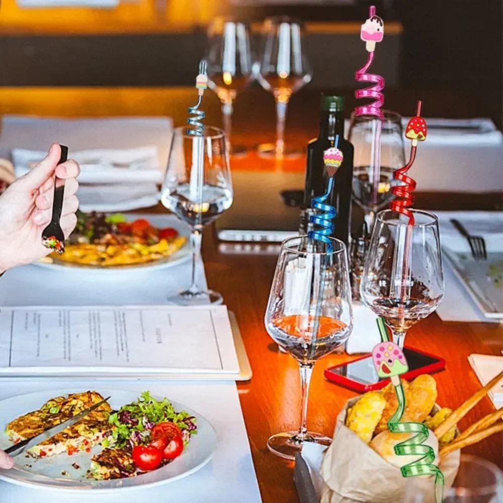 8pcs Vibrant Reusable Straws Eco-Friendly Drinking Straws Creative Ice Cream-Shaped Straws  Summer