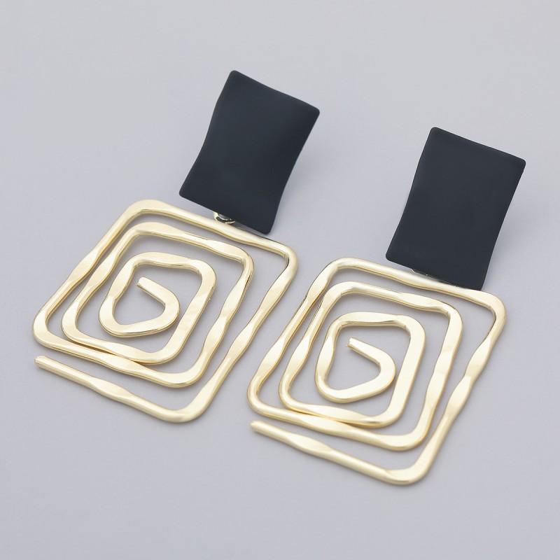 Geometric Alloy Earrings Women Minimalist Vintage Style Gold Tone Fashion Stud Earring Accessory