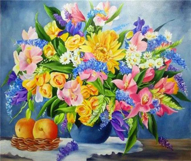 RUOPOTY Oil Painting By Numbers Flower Acrylic On Canvas DIY Frame Wall Art Picture By Numbers Daisy Children's Room Decor