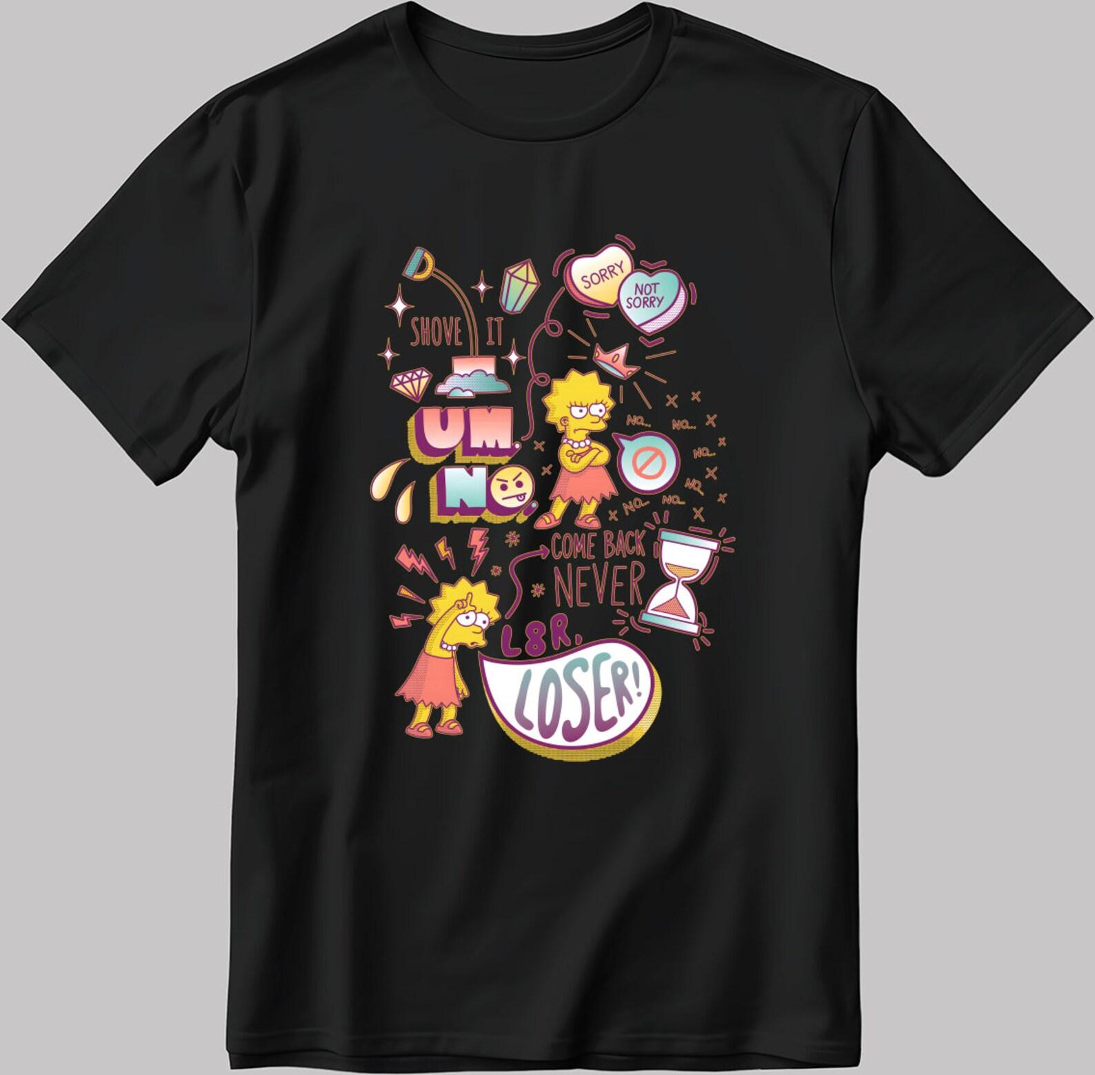 Shove It Lisa Simpsons Short Sleeve White-Black Men s / Women s T-Shirt N196 L