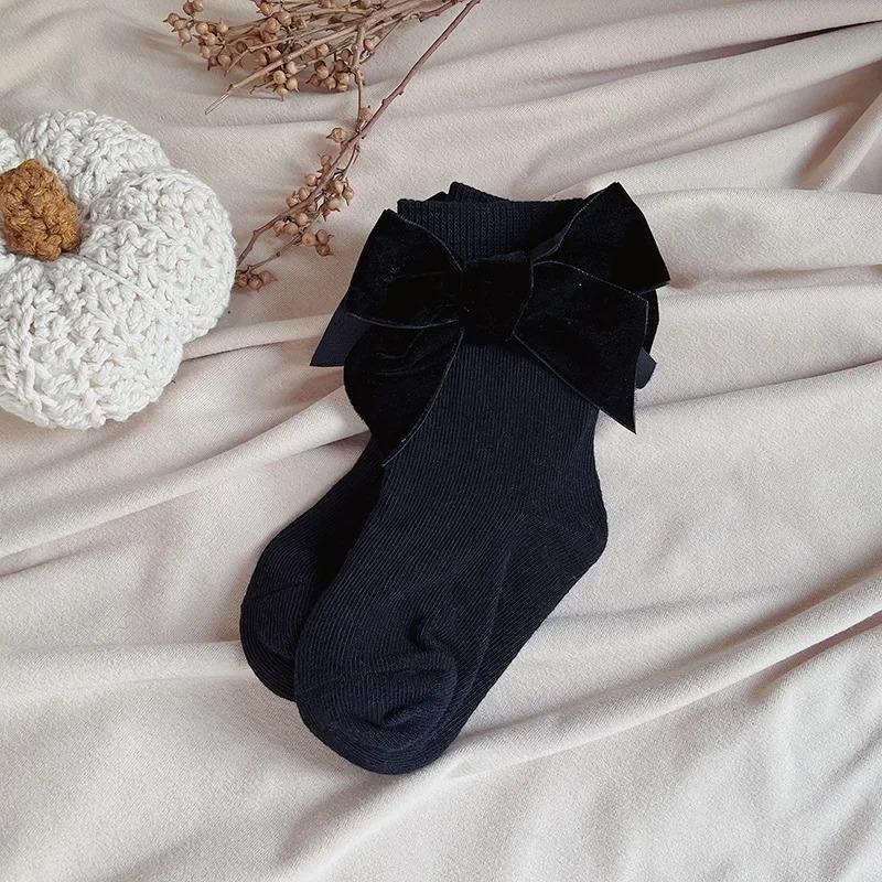 New Winter Autumn Baby Girls Socks With Big Bows Kids Ankle  Cotton Socks Toddlers Cute Short Christmas Socks For