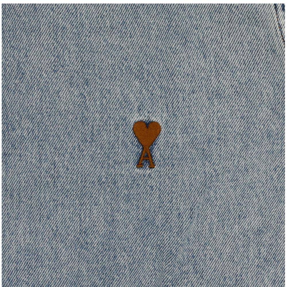 Ami Small Heart Logo Denim Shirt Ami Ush786 De0056 480