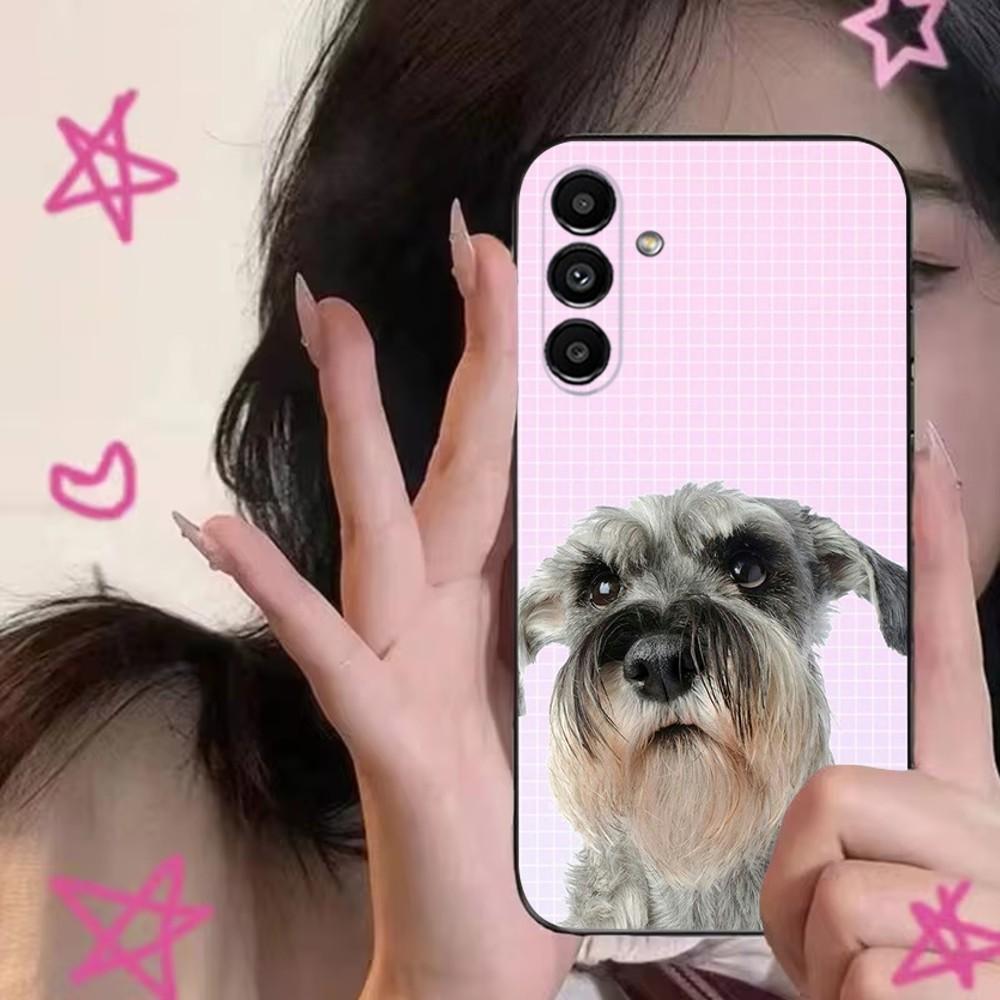 Cartoon Schnauzer Dog Cute Phone Case For Samsung S24,S21,S22,S23,S30,Ultra,S20,Plus,Fe,Lite,Note,10,9,5G Black Soft Cover