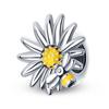 New 925 Silver Fashion Golden Sunflowers Heart Charms Beads Fit 925 Bracelets Luxury Party DIY Jewelry