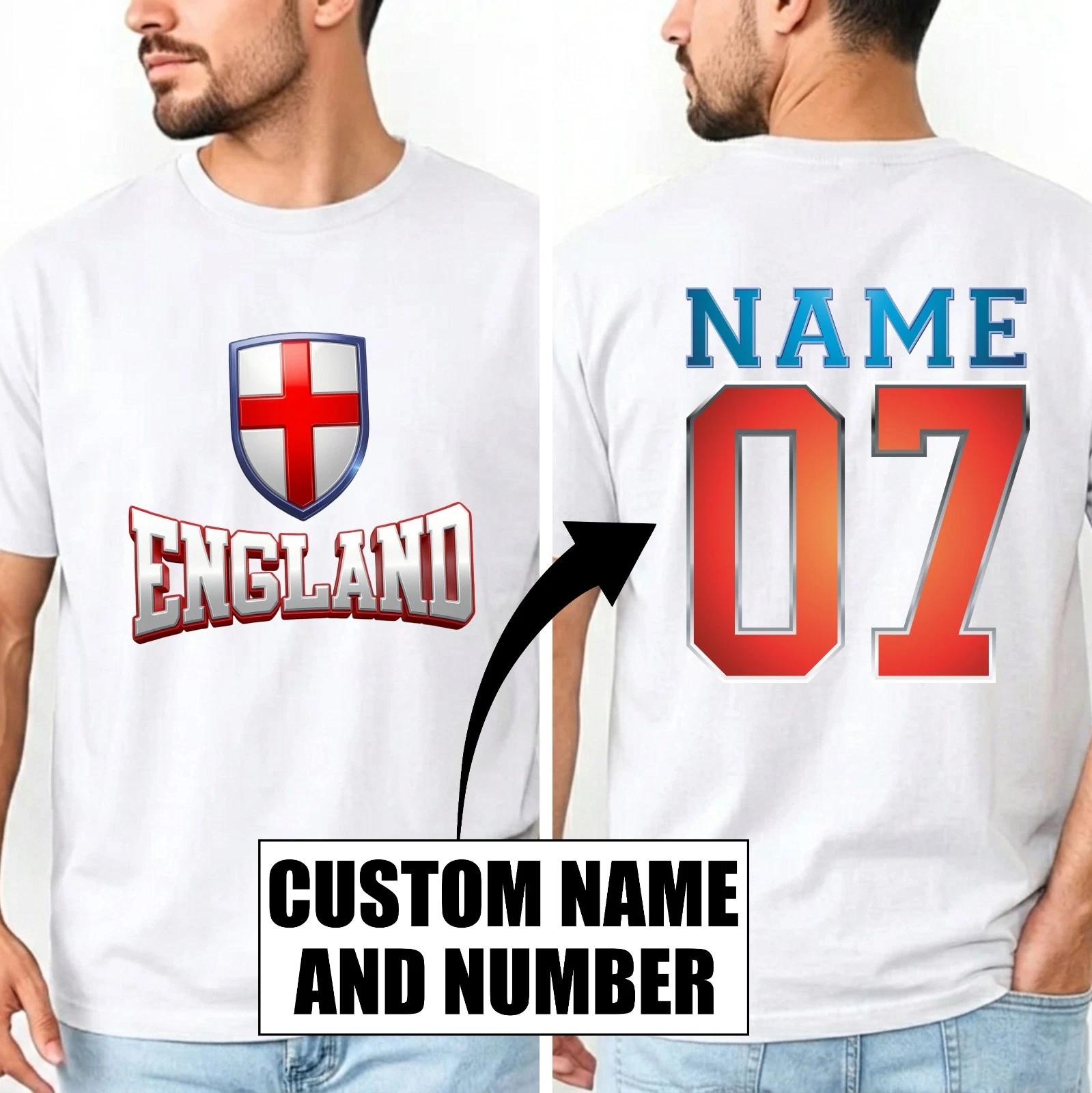 Personalised 3D Effect England Football T-T-Shirt Custom Name Number English Top 4XL