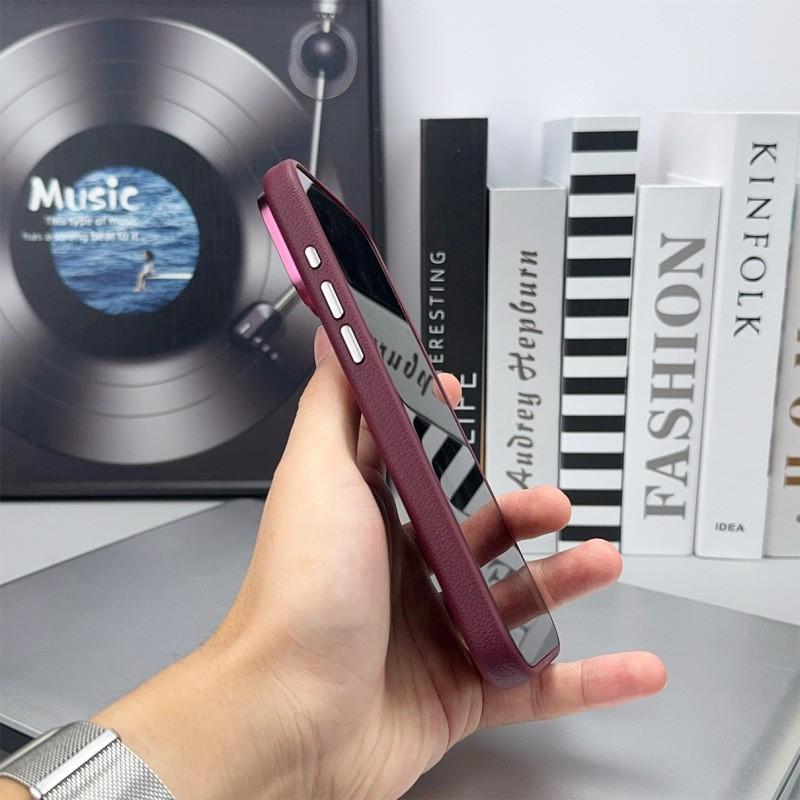 Magnetic Snap-on Phone Case IPhone 17 Pro Max 18 With Camera Button Cover Full Protection Vegan Leather