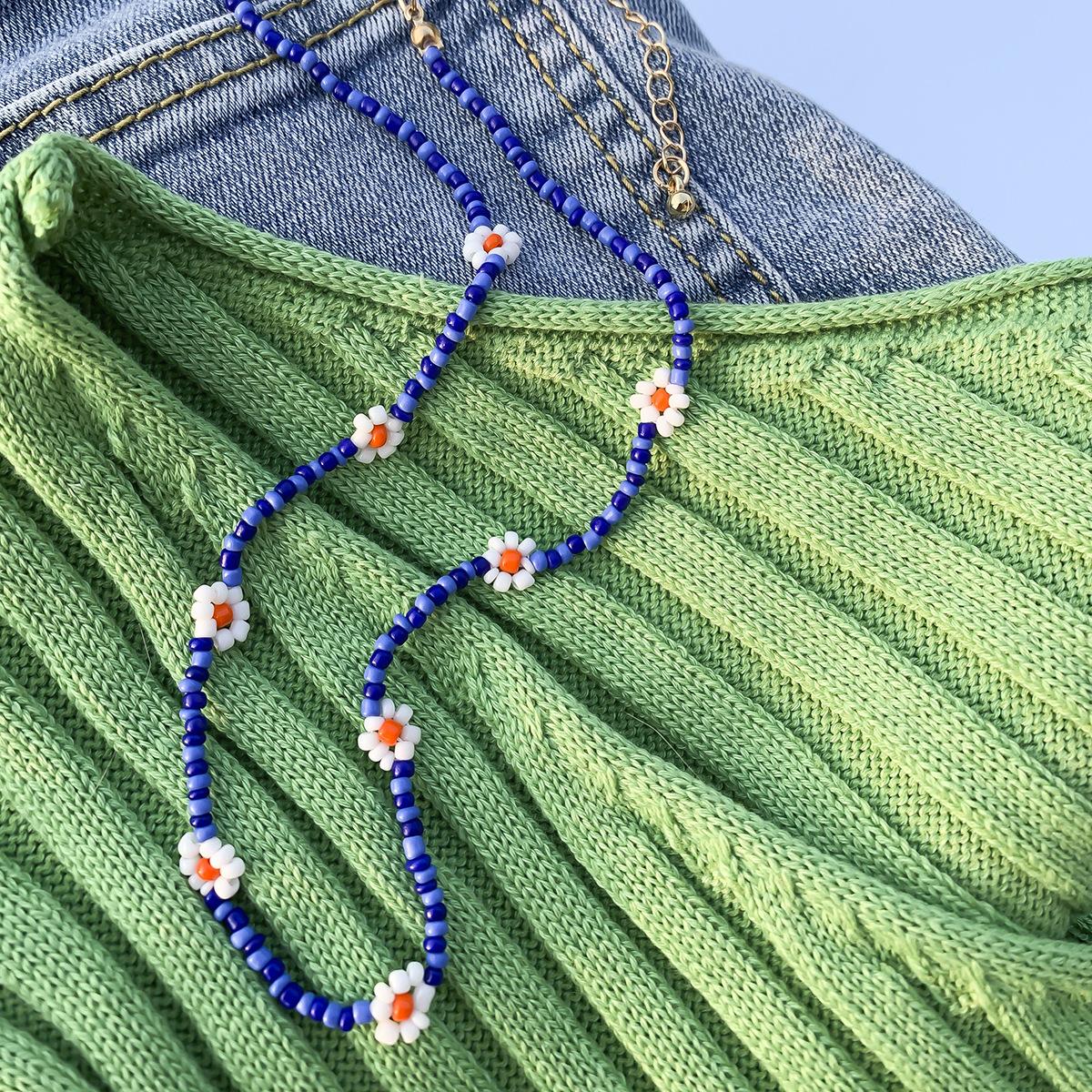 

Милые красочные маленькие ромашки, акриловые цветы, богемное колье-чокер с цепочкой из бисера для женщин и девочек, ювелирные изделия