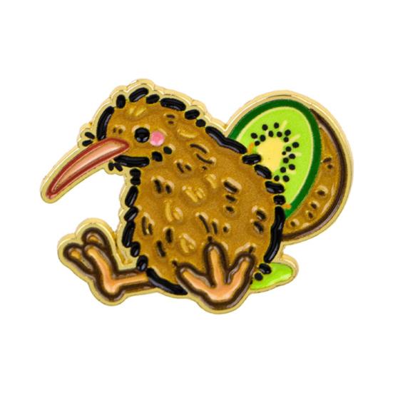 

Artistic Textured Brooch Cartoon Kiwi Bird Design Zinc Alloy Brooch Pin Bag Sweater Suit Lapel Decorative Enamel Badge Versatile Accessory коричневый