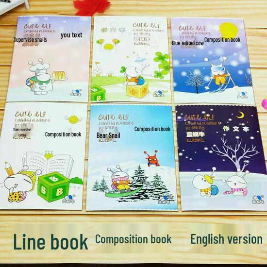 Blue Cartoon Snail A5 Notebook: Horizontal Lined Composition Book for Primary Students, English & Math Practice, Wide Ruled Format