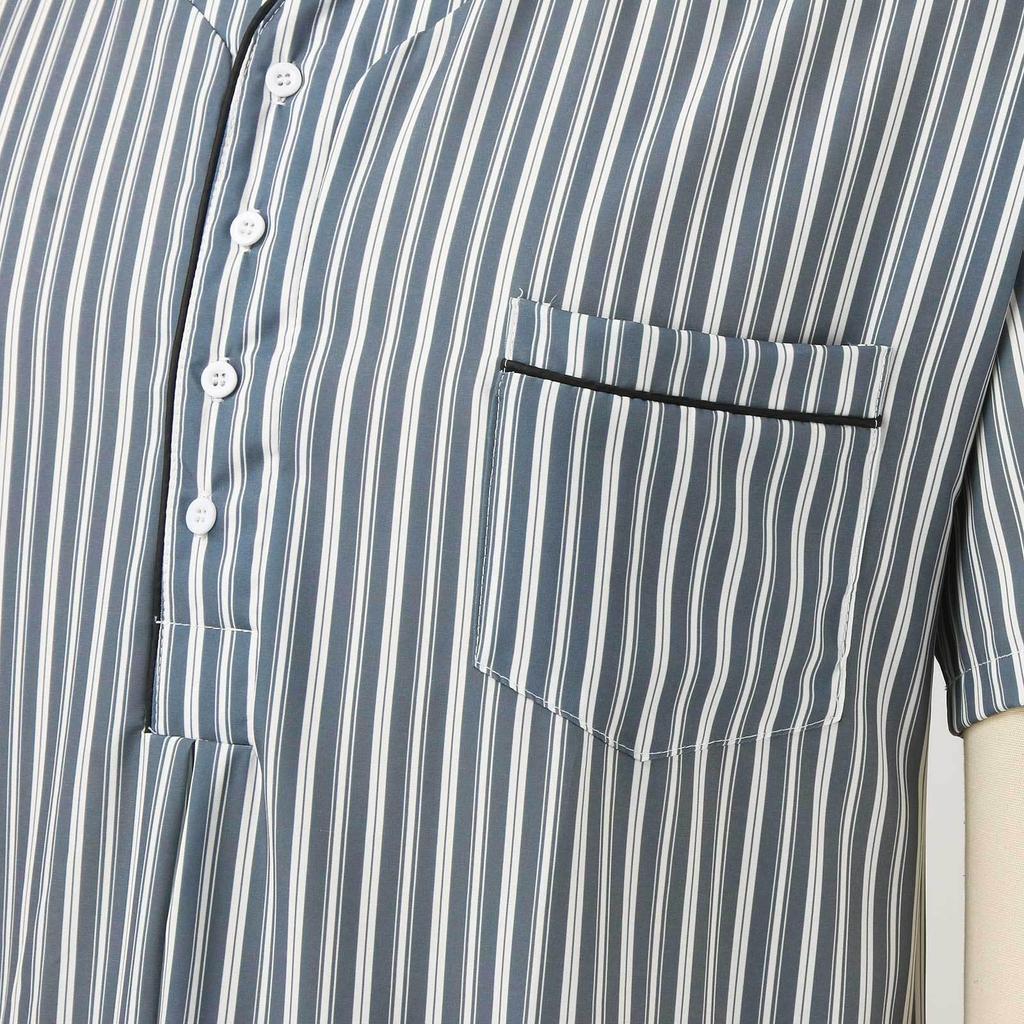 Men's 2025 V-Neck Striped Short Sleeve Loose Nightshirt