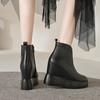12Cm ultra-high heel leather inner height-increasing short boots 2025 autumn and winter new pointed-toed thick-soled British V-mouth Chelsea boots