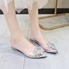 Fashion Spring and Autumn Fashion New Style Popular Sandal Sexy Banquet Transparent Comfortable Crystal Women's High Heels Zapatos Mujer