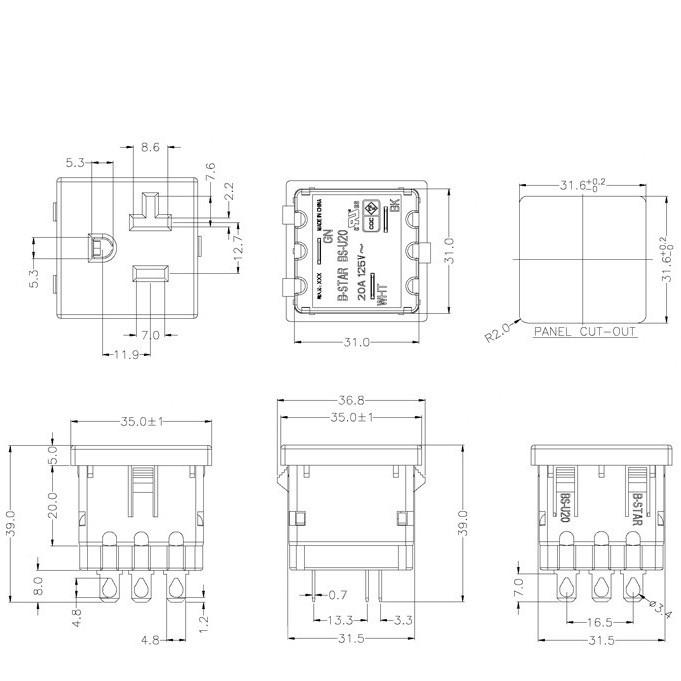 5-20R Japan/US Standard High Current Energy Storage Socket for PDU Cabinets
