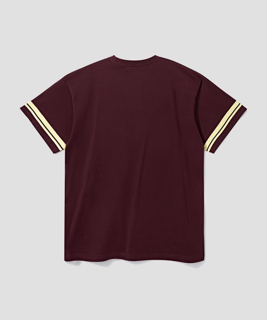 AGOD Oversized Vintage Rugby Short Sleeve T-Shirt [Burgundy]