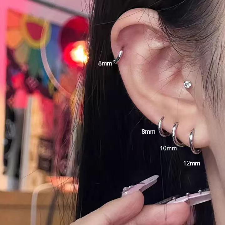 Colorfast Titanium Steel Circle Hoop Earrings for Women - Geometric Design