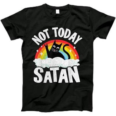 Nicht heute Satan Katze Regenbogen Goth Jesus Lustig Death Metal T-Shirt T-Shirt, Tanktop, Langarm, Sweatshirt, Hoodie für Herren, Damen, Kinder