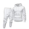Men's White 2 Piece Tracksuit Hoodie Jogger Set Casual Sportswear