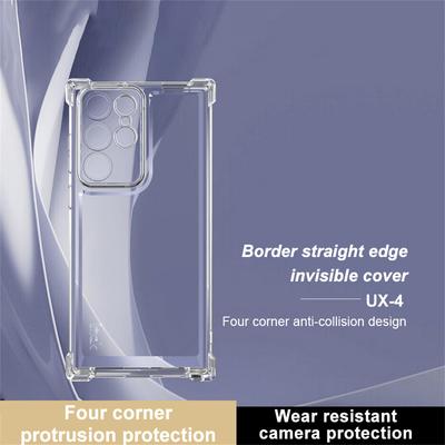 IMAK řada UX-4 pro Samsung Galaxy S22 Ultra 5G Pouzdro Rovný Rám Čtyři Rohy Nárazuvzdorný Průhledný TPU Kryt