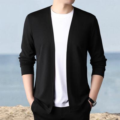 Erkekler Slim Fit Düz Renk Kazak Ceket Açık Ön Ince Erkek Rahat Örme Hırka İlkbahar Ve Sonbahar için
