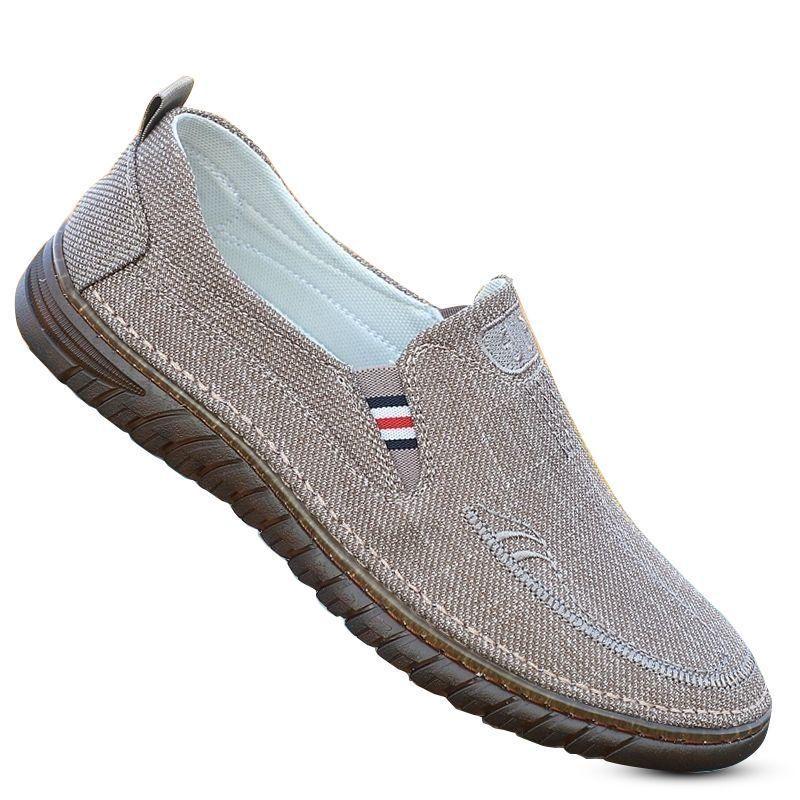 Old Beijing Cloth Shoes Breathable Canvas Shoes Men's Casual Beef Tendon Sole One Pedal Low-top Comfortable Soft-soled Work Shoes Men