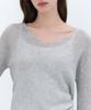 MUSINSA STANDARD WOMAN Women'S Linen Blend Ribbed V-Neck Sheer Knit [Melange Light Grey]