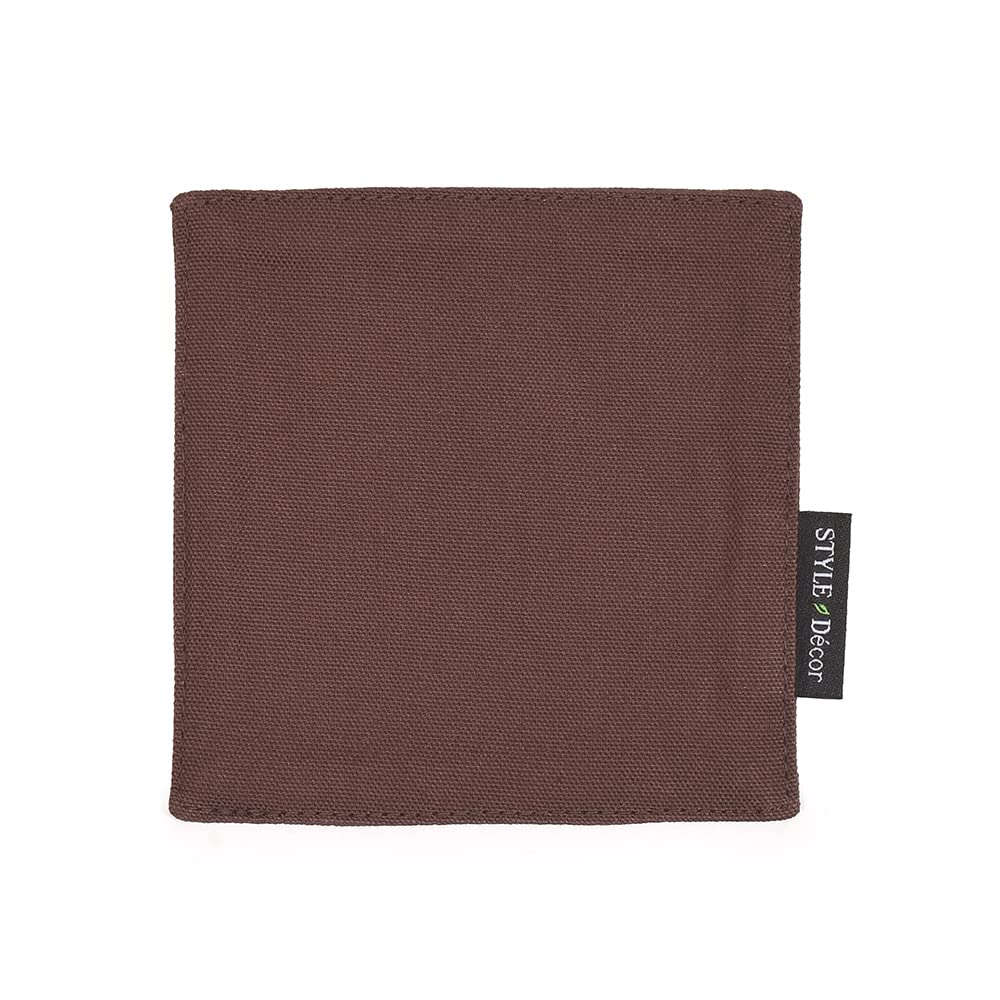 STYLE Decor Reversible Coasters, Stylish Fabric, Washable, Set of 4, Nordic Style, Solid Oxford and Cafe Brown, W3003420