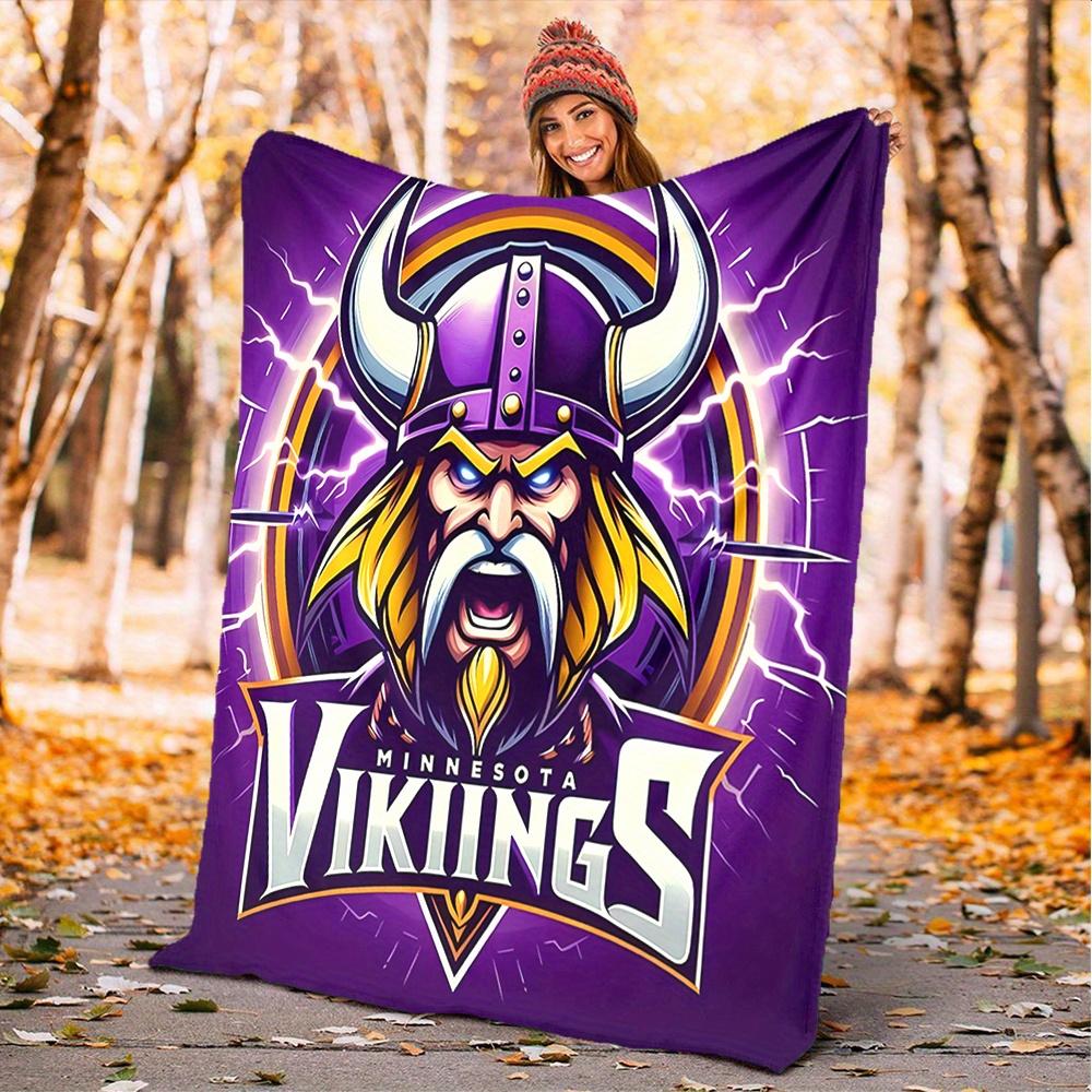 

1pc Vikings, Minnesota, Helmet Digital Printed Flannel Blanket, Super Soft Plush Fleece Bed Cover, Multipurpose Four Season Blanket for Sofa 150x180cm
